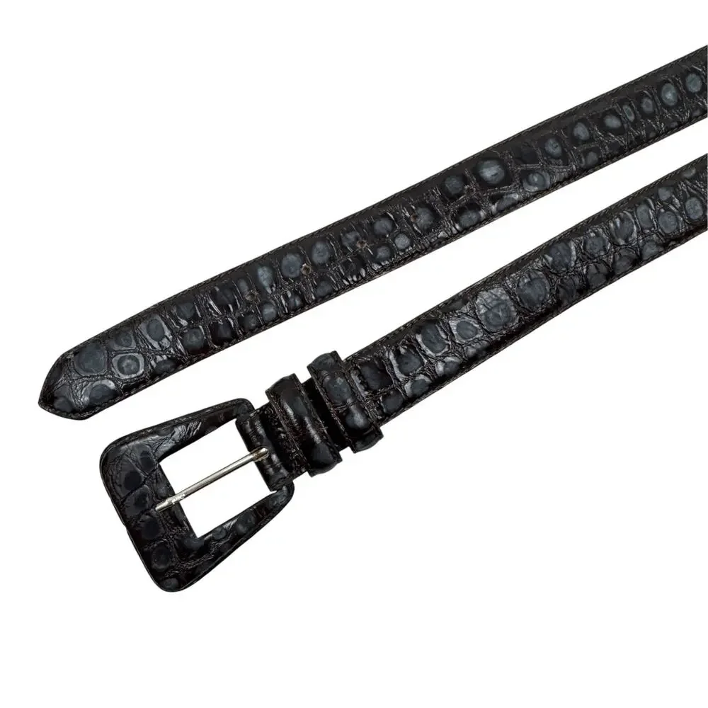 VTG Annabella Croc-Embossed Leather Belt
